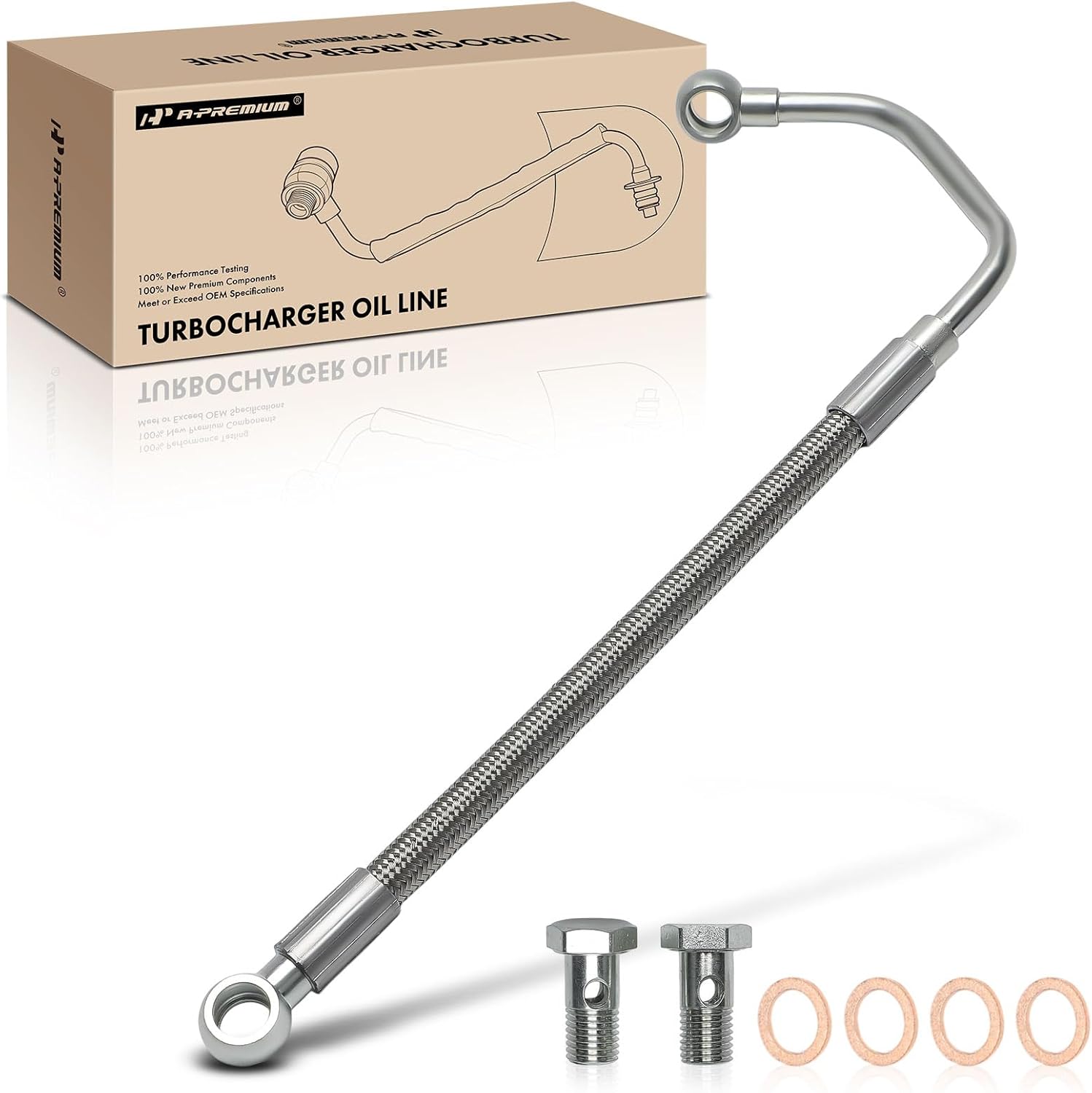 A-Premium Turbocharger Oil Supply Line Compatible with Dodge Dart 2013-2016 & Fiat 500 2012-2017, 500L 2014-2017, 1.4L