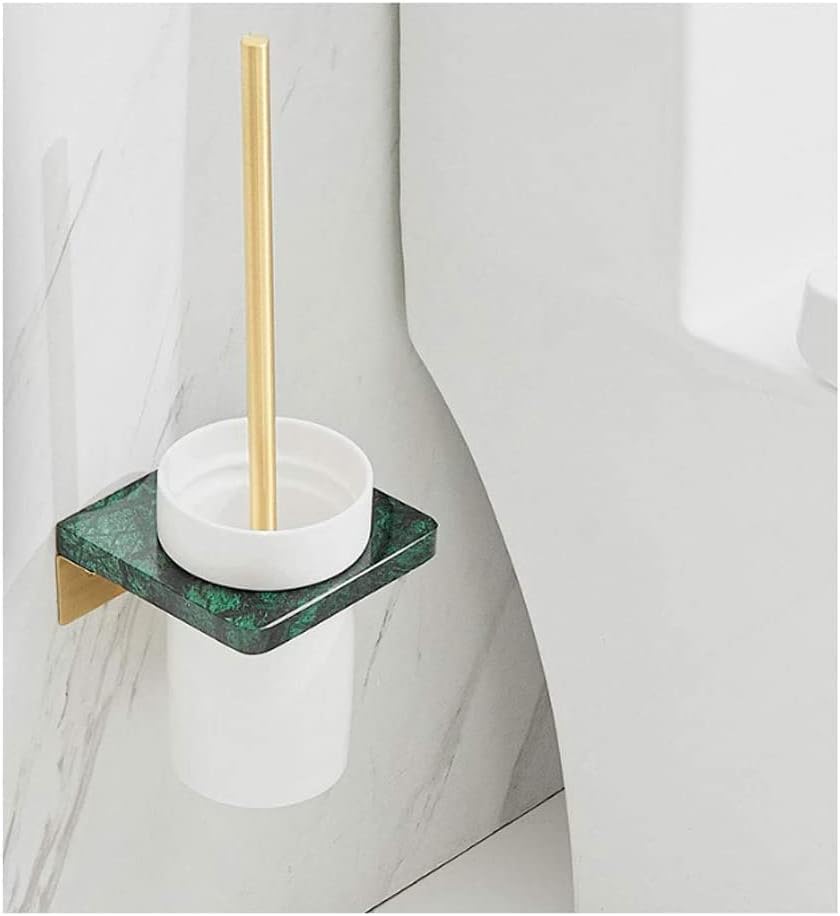 Toilet Brush Marble Toilet Brush and Holder Set, Toilet Brush Bathroom WC Portable Wall Hanging Toilet Cleaning Brush Set Toilet Brush and Holder (Color : Black) (Green)