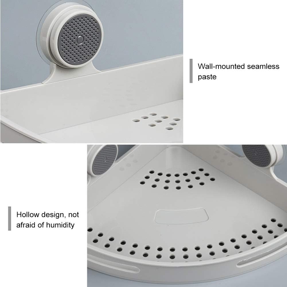 Pot and Pan Organizer Corner Wall Mount Bathroom Shelf Storage Holder Shelves Bathroom Shower Kitchen Storage Rack Organizer Bathroom Accessories (Color : White) (Light Grey)