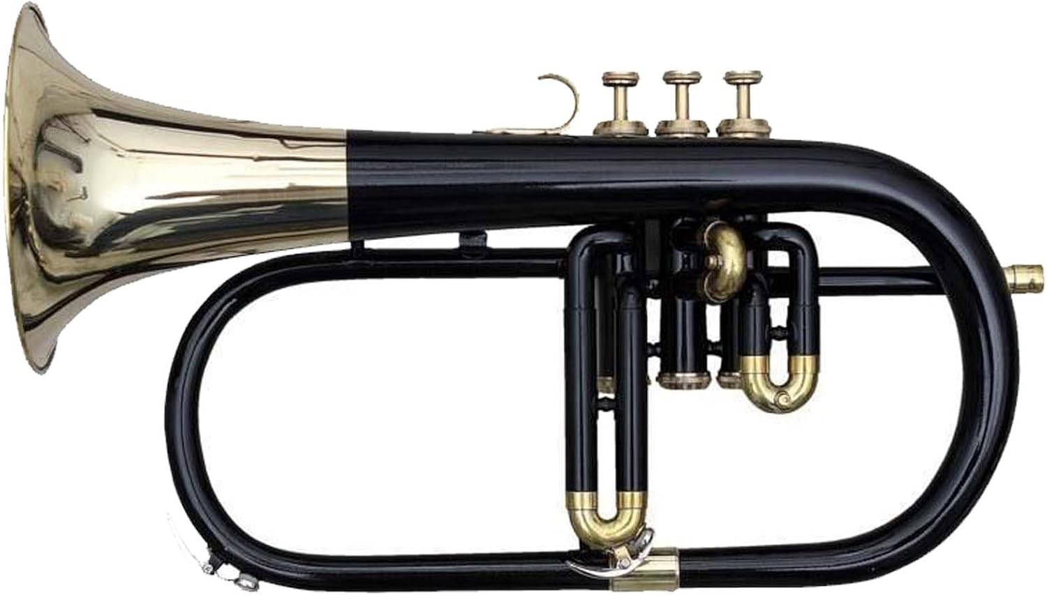 Flugel Horn Pitch Three Valve Key Bb Free Hard Case Mouthpiece (Black)