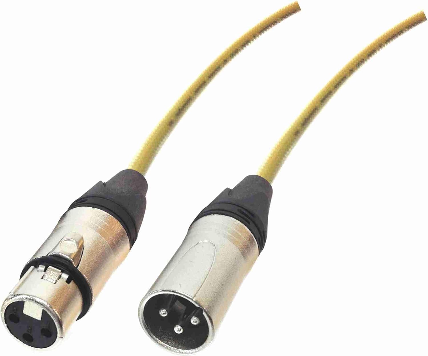AMERICAN RECORDER Quad XLR Microphone Cable with Tough Nylon Sleeve Yellow 25 feet