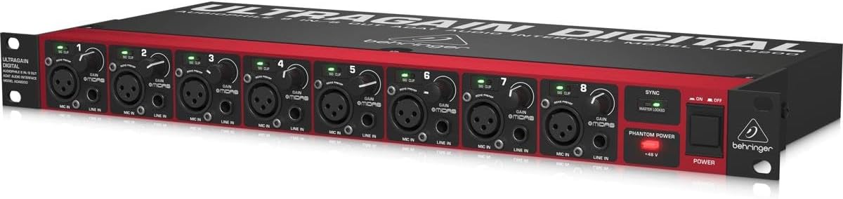 Behringer ADA8200 Audiophile 8 In/8 Out ADAT Audio Interface with Midas Mic Preamplifiers