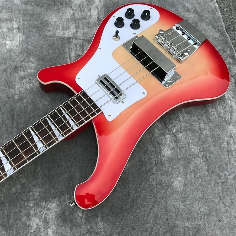 4-String Electric Bass Guitar - Vibrant Sunburst Gloss Finish, 22-Fret Rosewood Fretboard