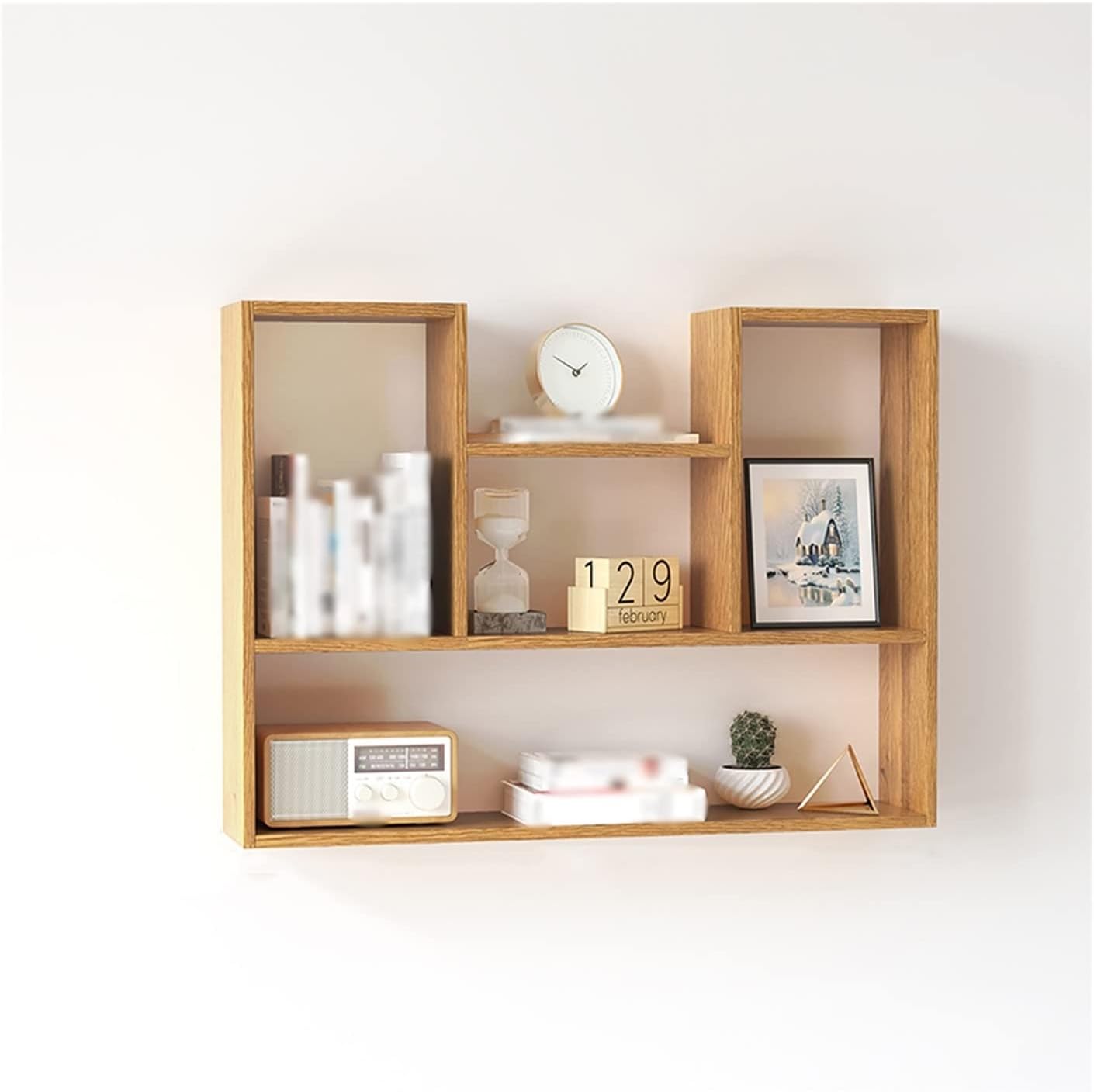 Bookshelf for Bedroom Wooden Wall Hanging Bookshelf Partition Wall Storage Cabinet Open Wall Mount Bookcase for Living Room, Office, and Bedroom Bookcase/Bookshelves (Color : 1, Size : 100cm)