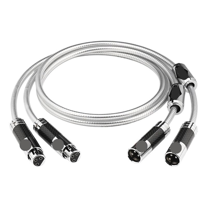 ON/E Pair Hi-end sterl/*ing Silver XLR Balanced Cable with Carbon Fiber Adapter XLR Plug Male to Female(3.5 m)
