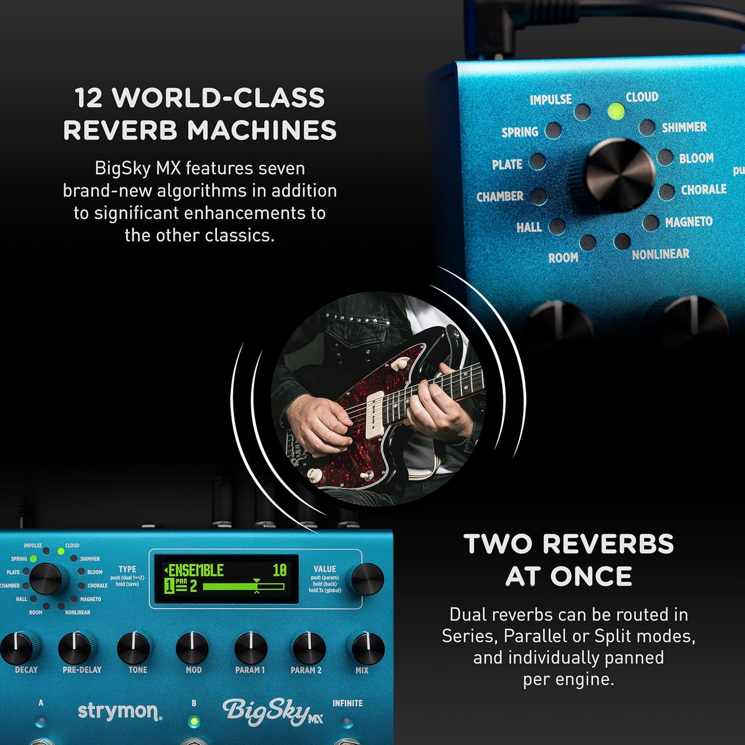 Strymon BigSky MX Reverb Workstation Guitar Effects Pedal for Electric and Acoustic Guitar, Synths, Vocals and Keyboards