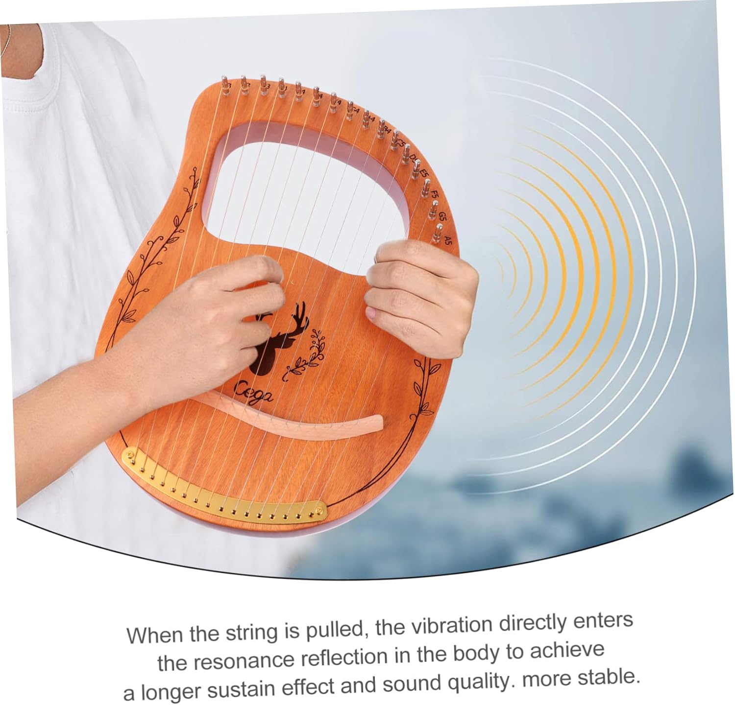 1set String Lyre Harp Portable Solid Instrument for Beginners Includes Strings for Music for Travel and Outdoor Use