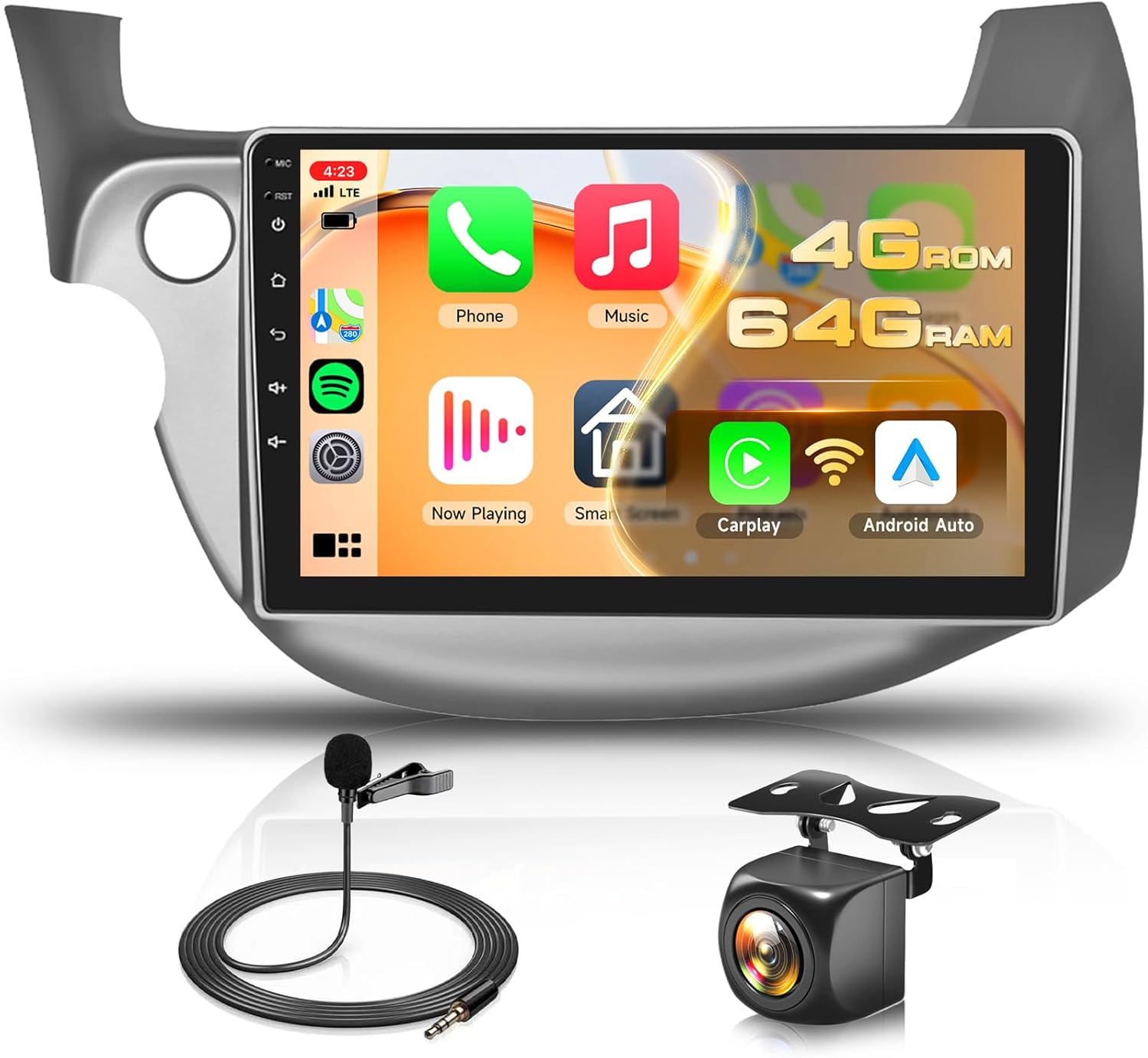 4G+64G for Honda Fit 2008-2013 Radio Android Upgrade 10.1 Inch IPS Touch Screen Head Unit, Driauto Car Stereo with Wireless Carplay Android Auto Mirror link GPS WIFI DSP Bluetooth FM RDS Backup Camera