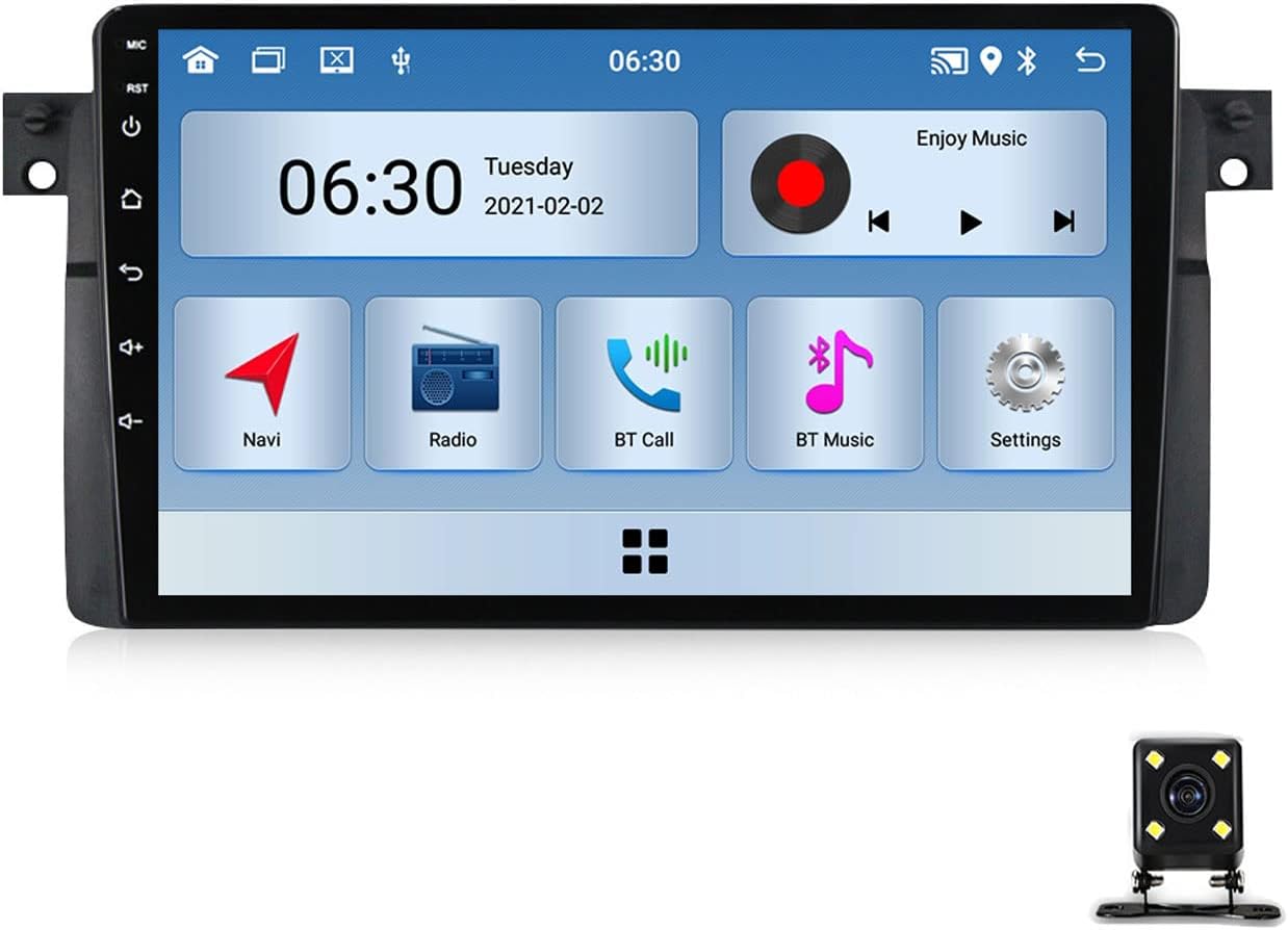 Double Din Car Stereo with Bluetooth, 9 Inch Car Audio Touch Screen Car Radio MP5 Media Player for BMW E46 Coupe M3 Rover 316I 318I with Backup Camera Support Carplay/Auto/Mirror Link