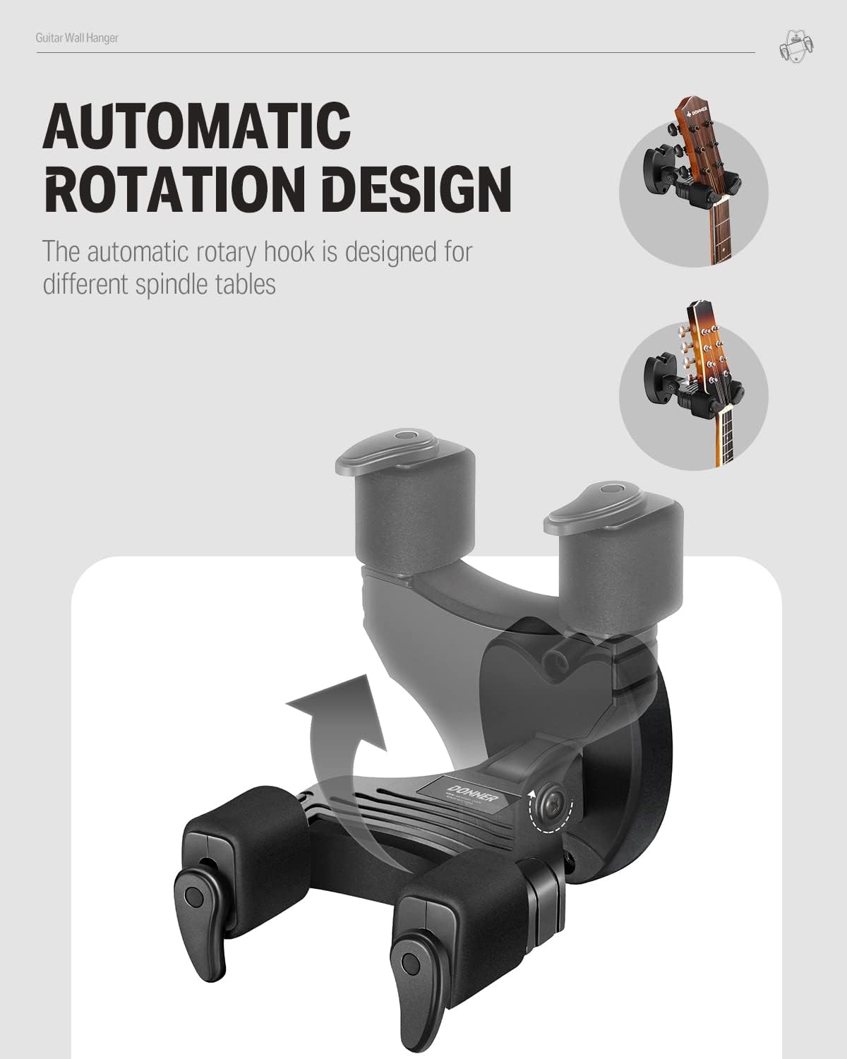 Donner Black Acoustic Guitar Kit-Guitar Wall Mount Locking