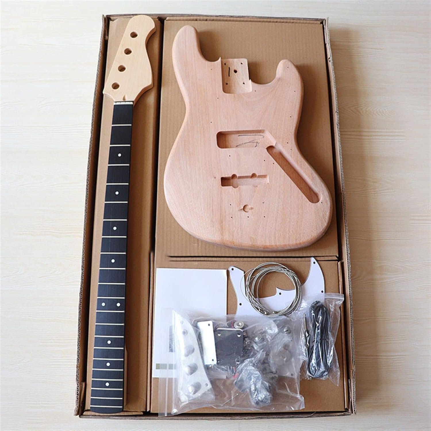 DIY Electric Guitar Kit 21 Frets Electric Bass Guitar Body with All Accessories Bass Guitar Unfinished Project DIY Guitar Parts