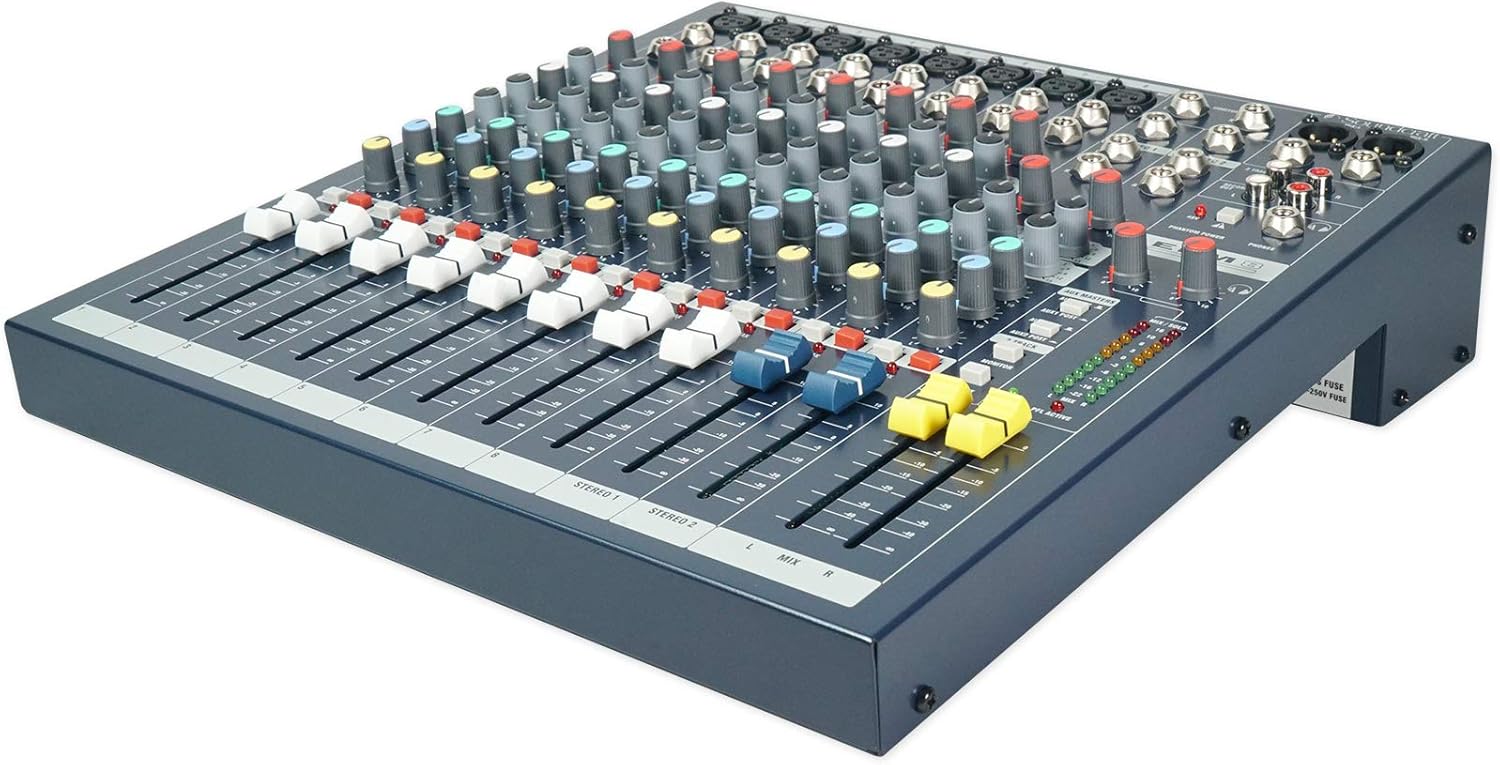 Soundcraft EPM8 8 Monowith2 Stereo Channel 2 Bus Recording/Live Mixer Console EPM 8 Bundle with Rockville RCXFM20E-B 20 Foot Female to Male XLR Mic Cable Black 100% Copper