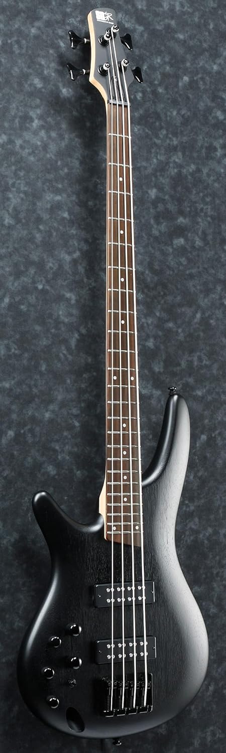 Ibanez SR300EBL SR Standard Bass Guitar, Left Handed - Weathered Black Bundle with Gig Bag, Strap, Instrument Cable, Austin Bazaar Instructional DVD, and Polishing Cloth