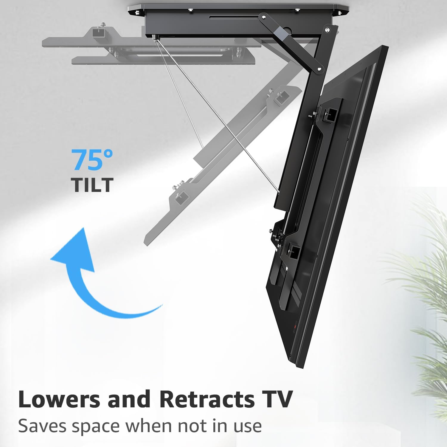 MOUNTUP MU0076 Long Arm TV Wall Mount Bundle MU2501 Flip Down Ceiling TV Mount with Remote