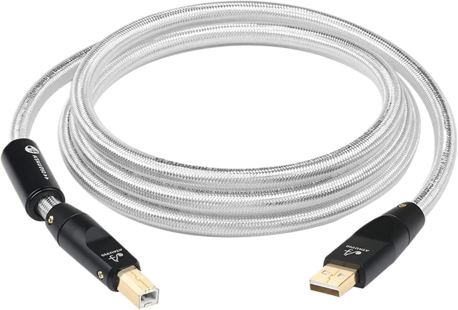 Hi-end HiFi Audio USB Cable 7N OFC Silver Mixed Upgrade Type A to Type B USB C-B A-C C-C Cable for DAC Phone Amplifier(Type C to Type C,1m)