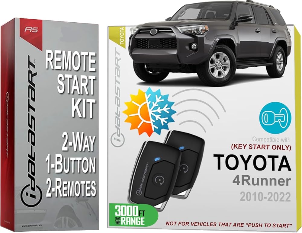 iDatastart 3000FT Range Remote Starter Kit for Toyota 4Runner (2010-2022) | 🗹 Key-Start Ignition Models (2-Way, 1-Button)