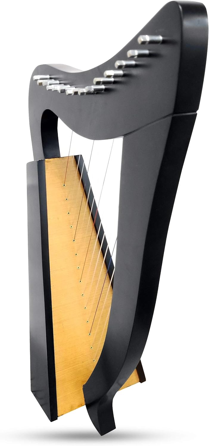 15 Strings Levers Harp Irish Highland Solid Rosewood Black Finished Tuning Key Extra Set