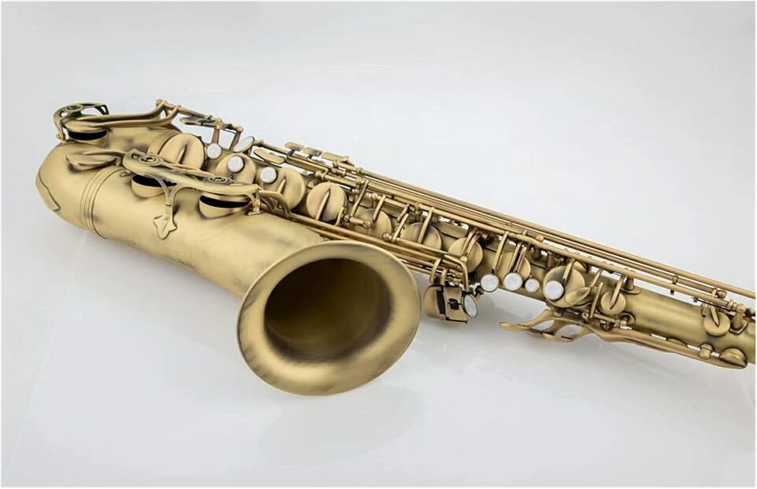 Sax Beginners Kit Tenor Saxophone Bb Tune Brass Antique Copper White Natural Shell Button Music Instrument Sax with Mouthpiece Case Wind Instrument