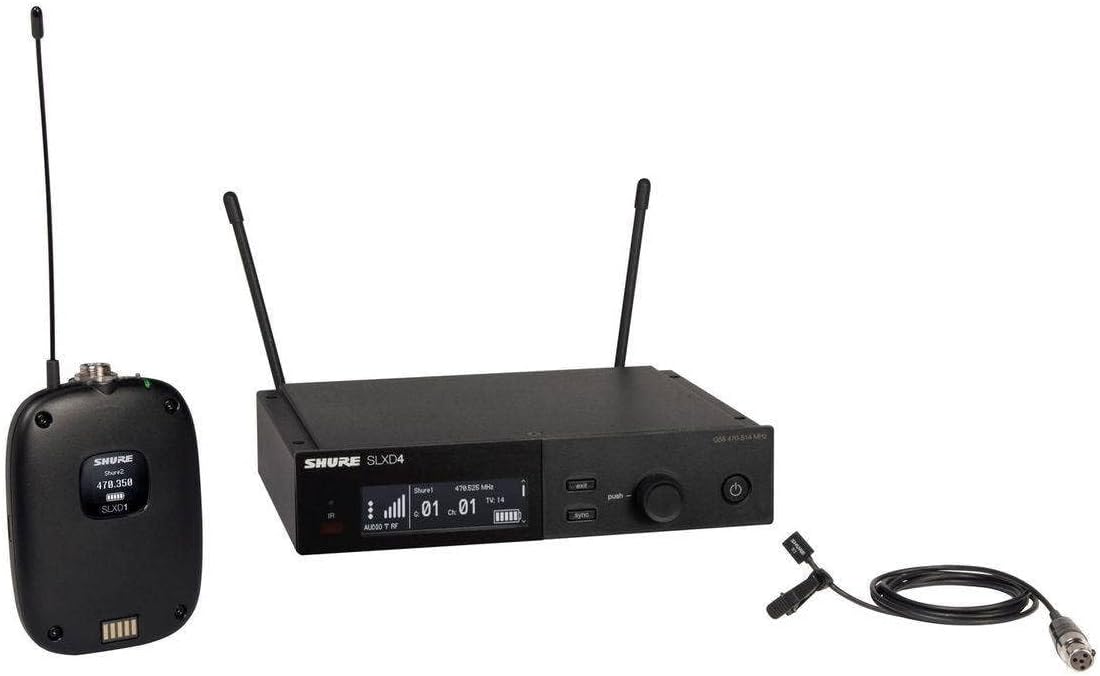 Shure SLXD14/93 Digital Wireless Microphone System - Includes SLXD1 Bodypack Transmitter with WL93 Miniature Lavalier Mic & SLXD4 Single Channel Rack Mount Receiver | G58 Band (SLXD14/93-G58)