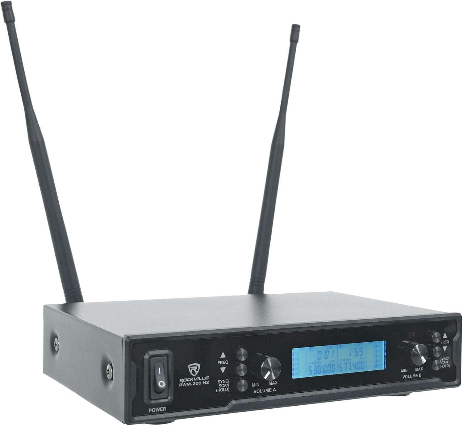 Rockville RWM-200 H2 Dual Handheld UHF Microphone System, 200 Channels, On-Mic 3-Band EQ & Echo, up to 500ft Range, XLR Outputs, Cardioid Mics, Full Metal Build, Ideal for Events, DJ, Karaoke