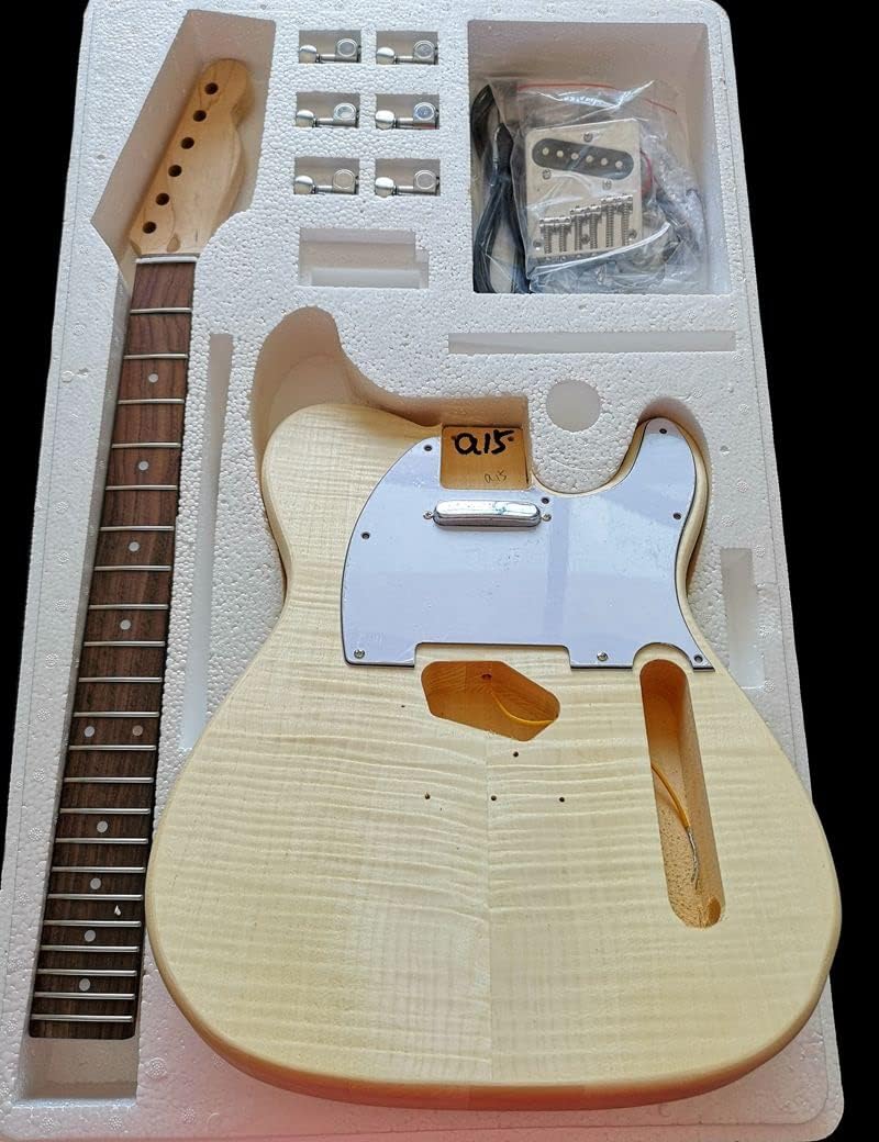 Maple Tiger Pattern Maple Electric Guitar Basswood Body Neck Rosewood Fingerboard DIY Combination Unfinished Guitar Body (Color : 9)