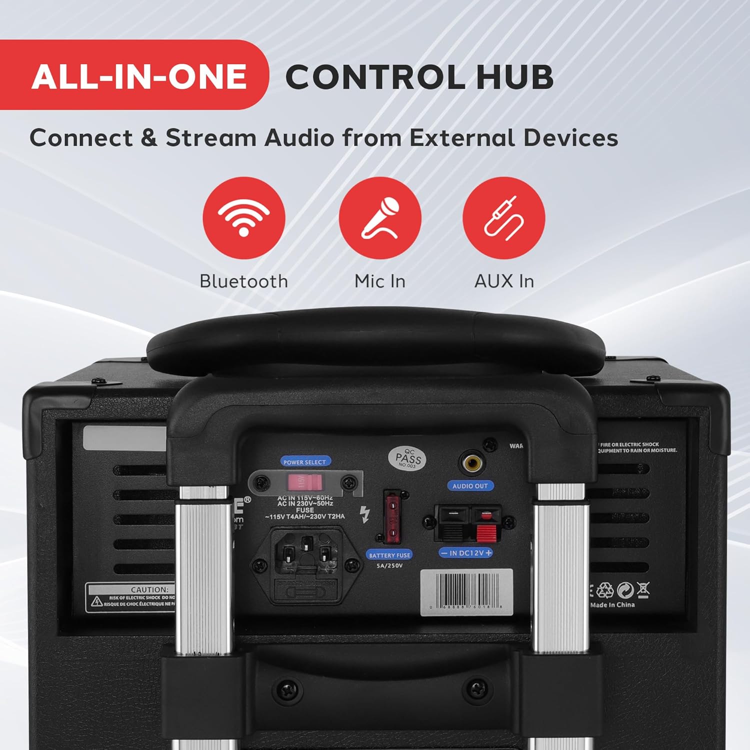 Pyle Outdoor Portable Wireless Bluetooth PA Loud speaker Stereo Sound System with 10 inch Subwoofer, Mid-Range Tweeter, Rechargeable Battery, Microphone, Remote - PWMA1050BT