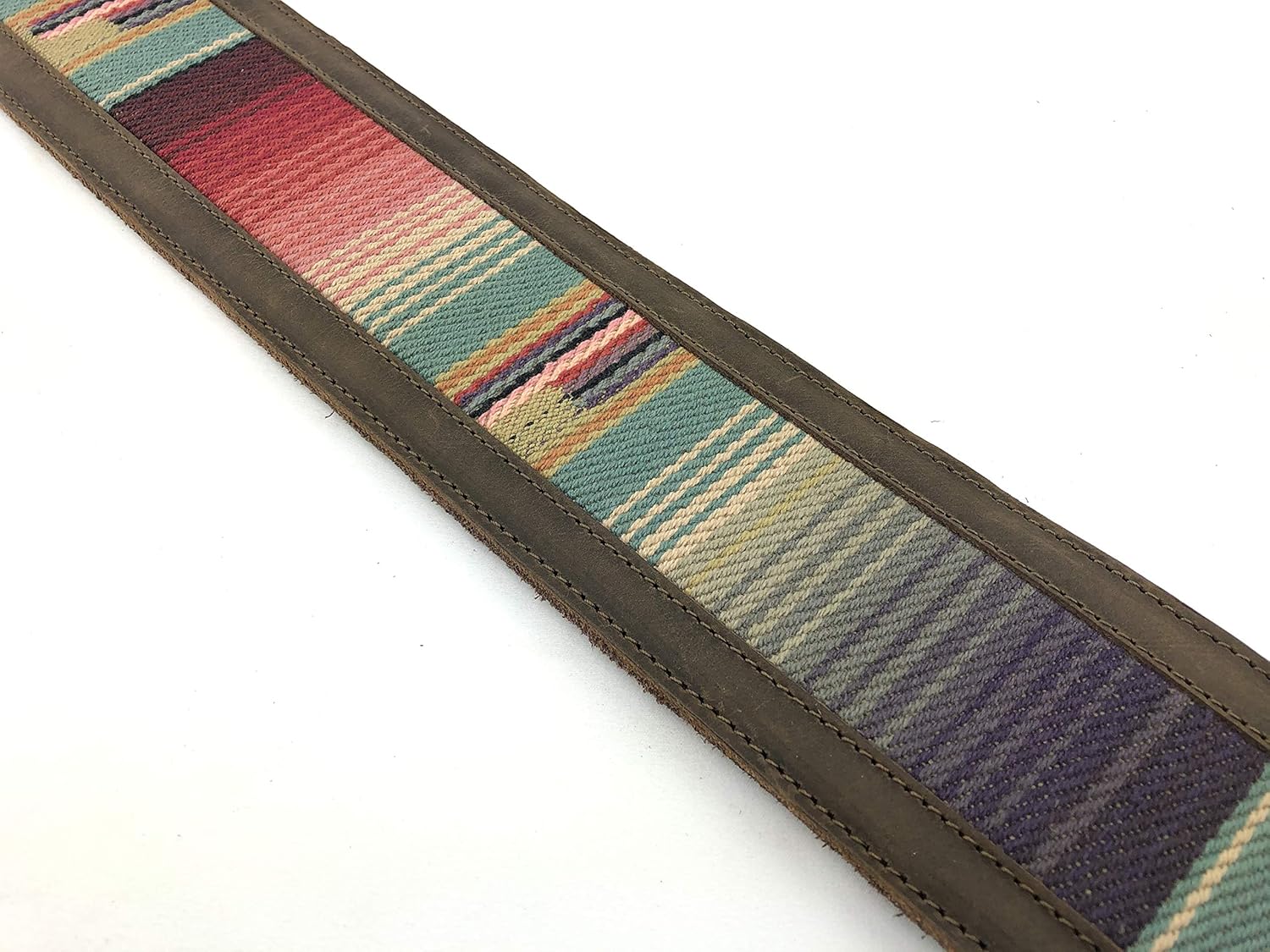 Anthology Gear Southwest Inspired Full Grain Leather Guitar Strap - For Electric, Acoustic, and Bass Guitars - El Camino (Whiskey Brown with Baja Fabric, 3