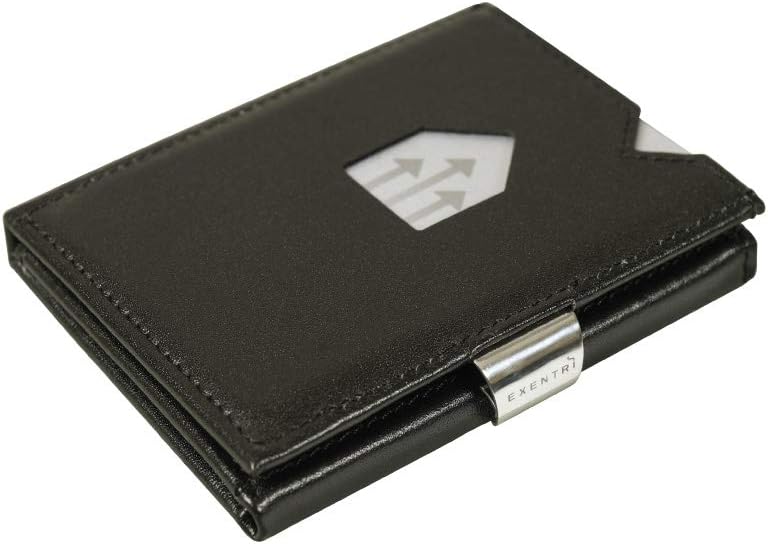 EXENTRI Leather Trifold Wallet - RFID Blocking w/Stainless Steel Locking Clip