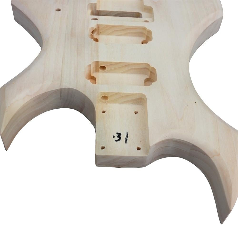 Complete Set Electric Guitar Kit Mahogany Neck 22 Frets 25.5 inch Rosewood Fingerboard Unfinished Basswood Body with Fully Components Guitar Parts Included