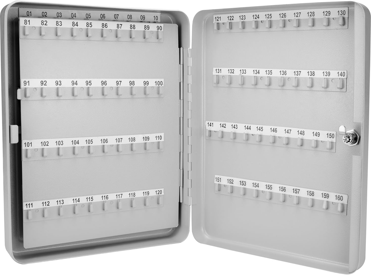 Barska 160-Key Organizer Lock Box – Wall Mount Steel Key Cabinet with Numbered Hooks, Color-Coded Key Tags & Secure Lock – Gray