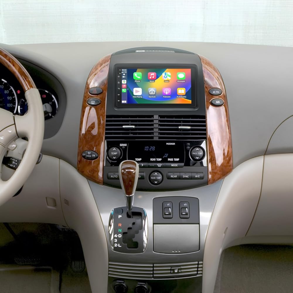 2+32G 7In Car Stereo for Sienna 2004-2010 w/GPS Navigation with Carplay w/Android Auto Double Din Touchscreen Car Radio Receiver Backup Camera