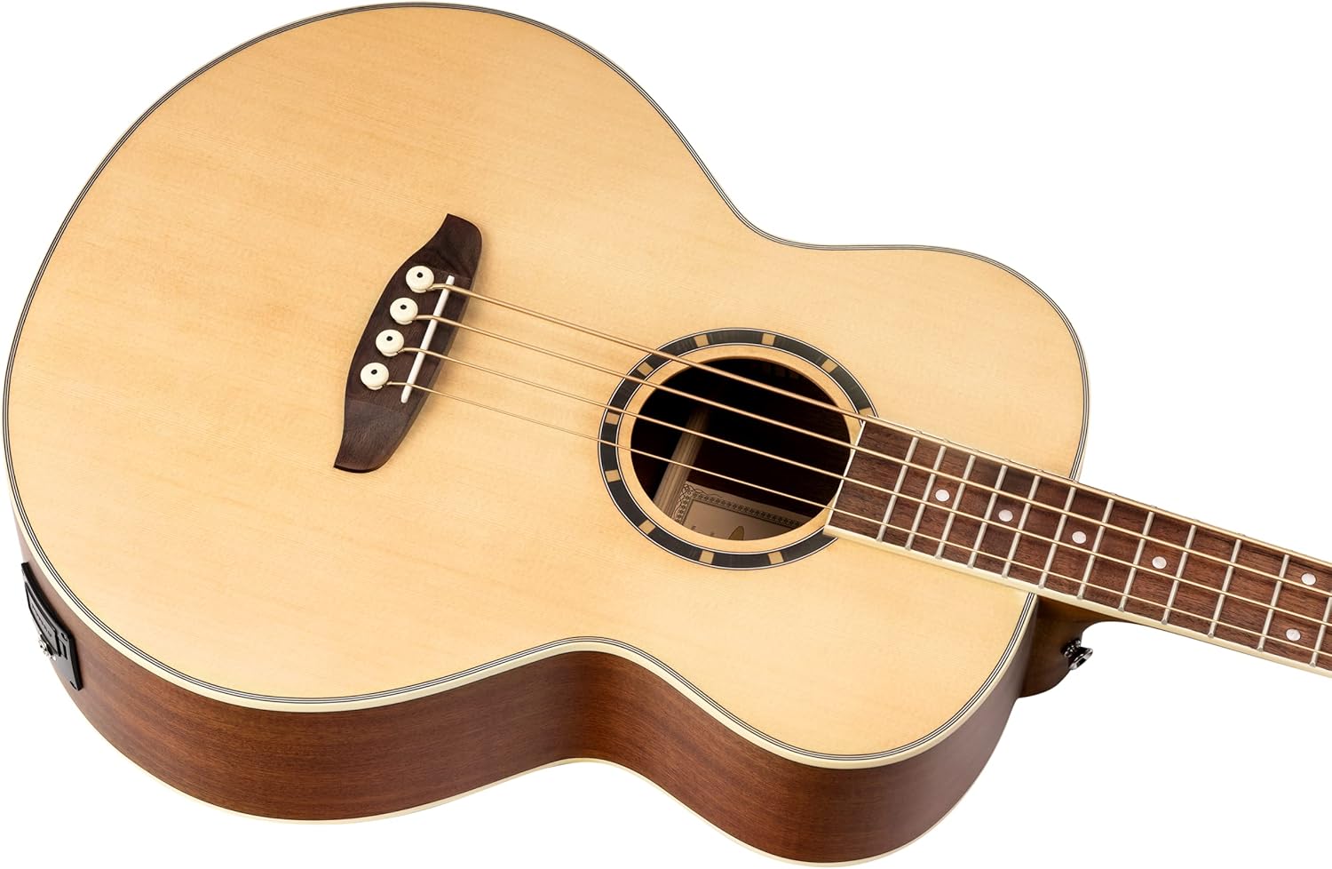 Ortega Guitars Deep Series 4 String Acoustic Bass Guitar, Right-handed, Natural, (D7E-4)