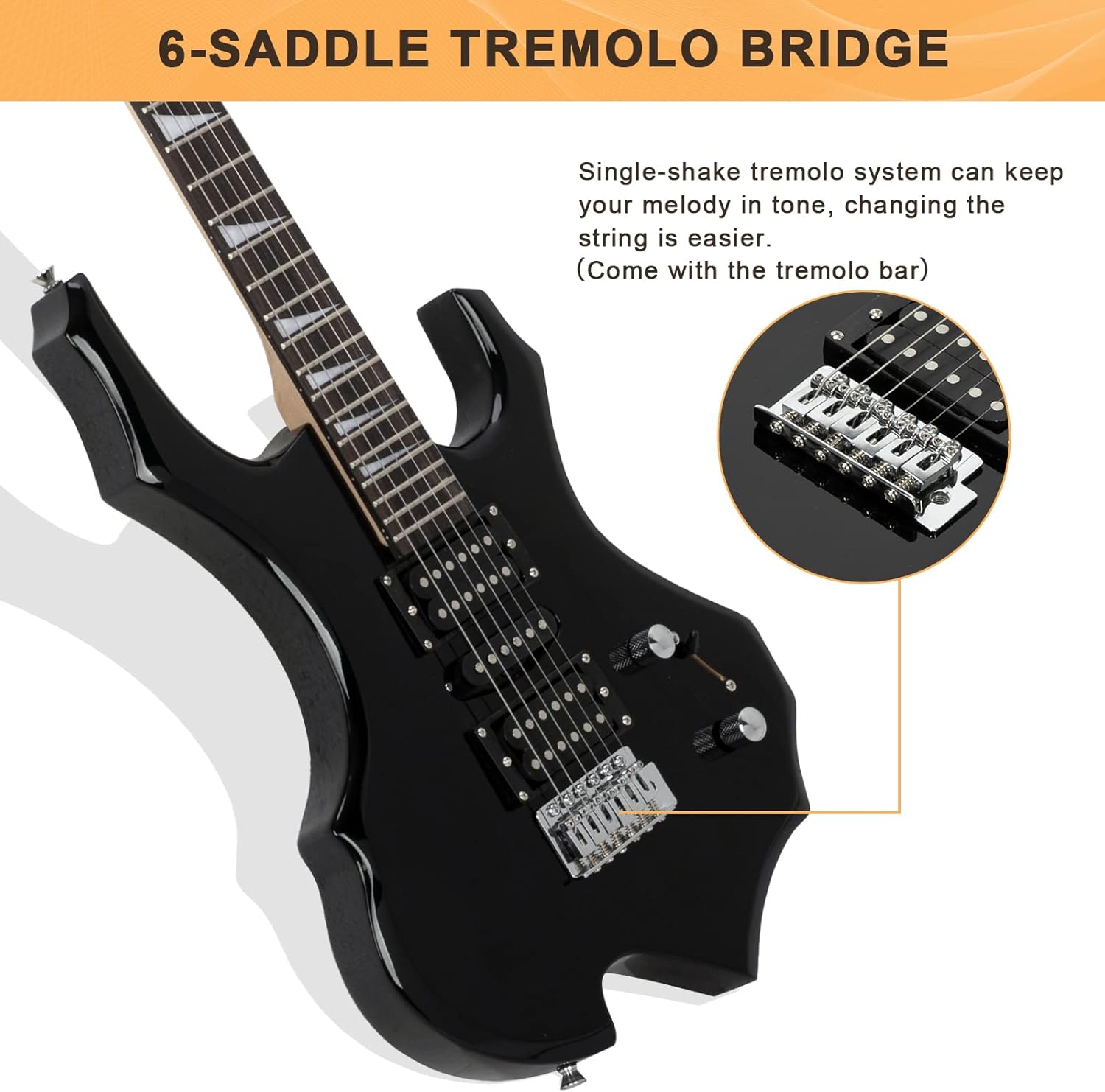 Glarry Cool Burning Fire Style Electric Guitar Christmas gift for Beginner Guitar Lover with Accessories Pack (Black)