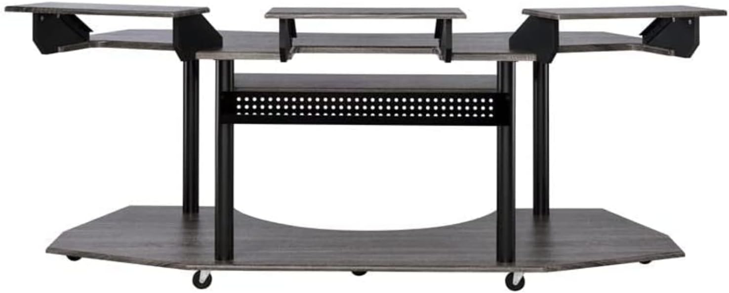 Acme Eleazar Wooden 4-Shelf Music Recording Studio Desk in Black Oak