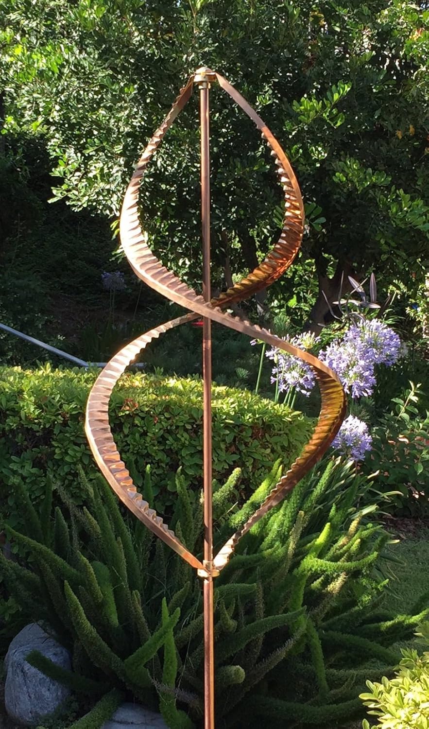 Stanwood Wind Sculpture Kinetic Copper Dual Helix Spinner
