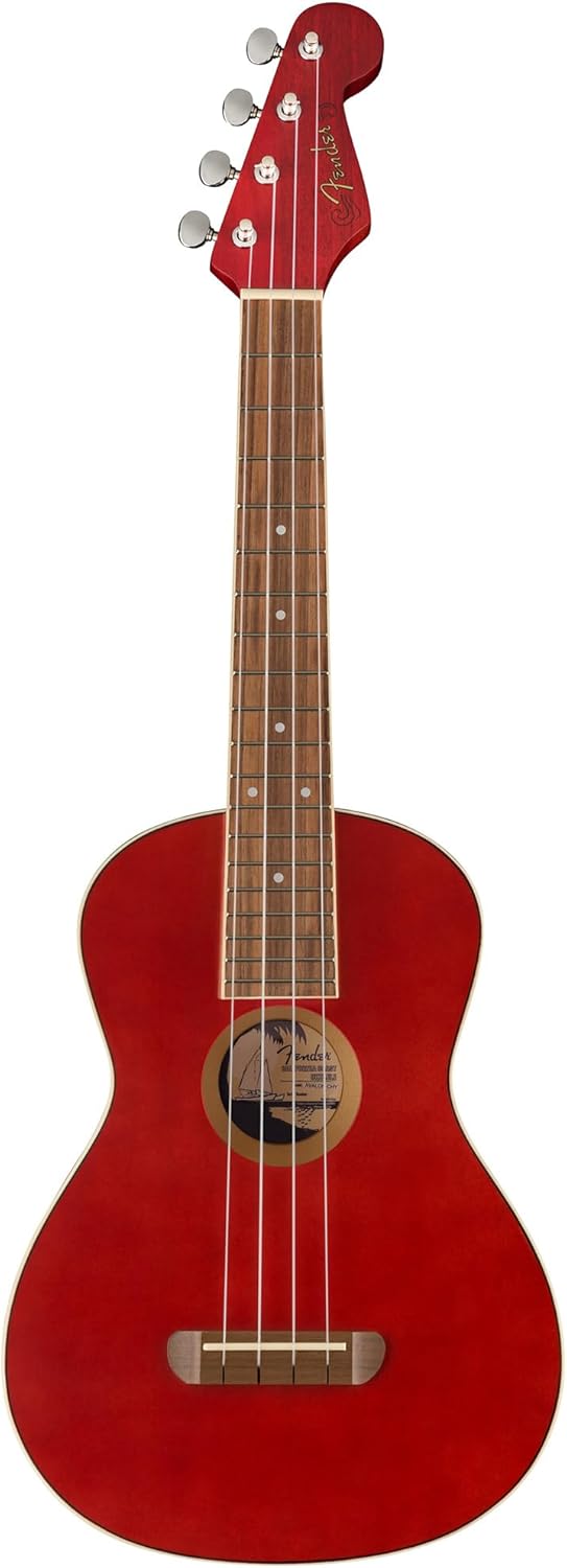 Fender Avalon Tenor Ukulele - Cherry Bundle with Gig Bag, Tuner, and Austin Bazaar Instructional Video