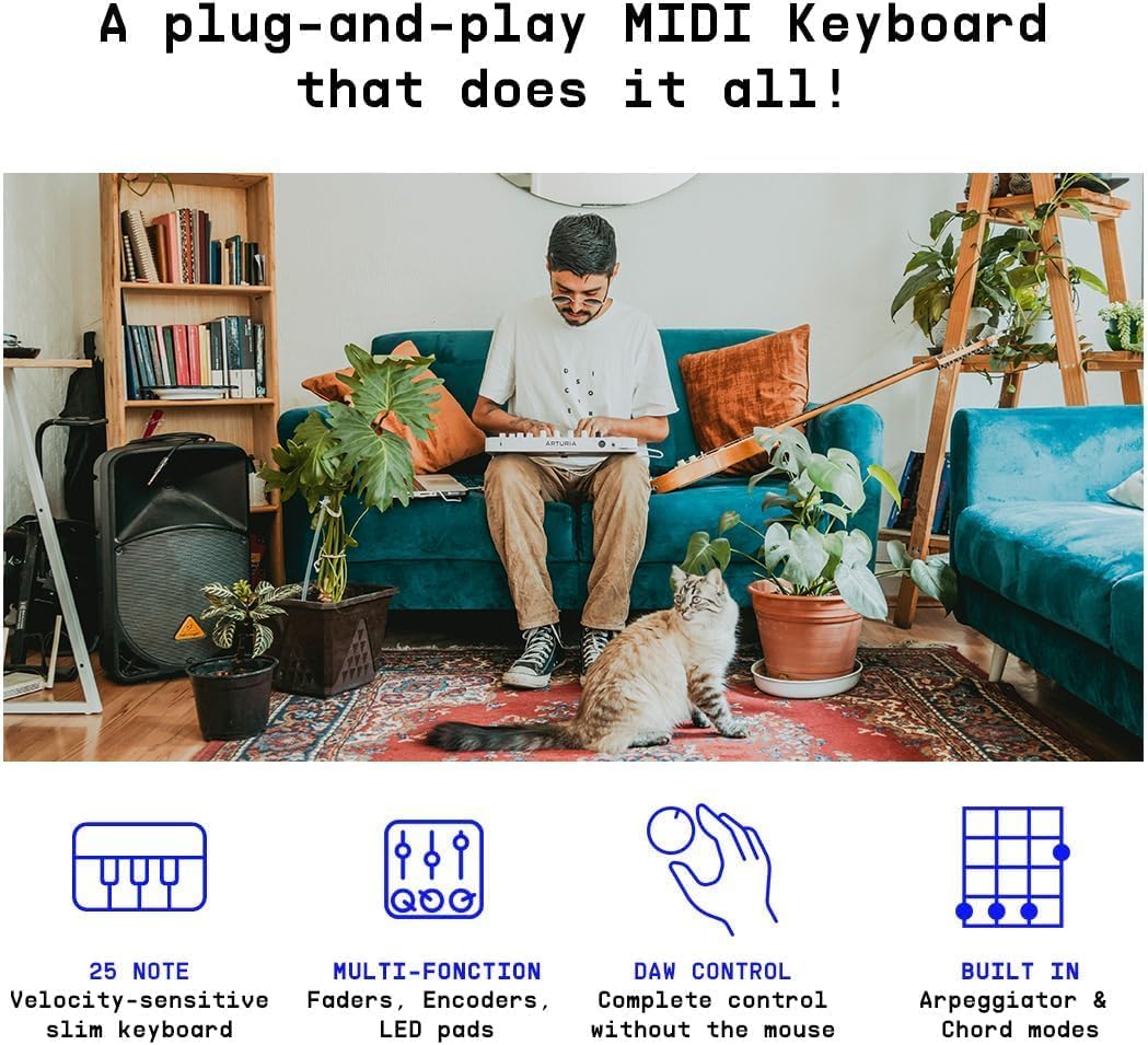 Arturia MiniLab 3 Compact MIDI Keyboard and Pad Controller with Arturia MiniFuse 2 Black USB-C Audio Interface