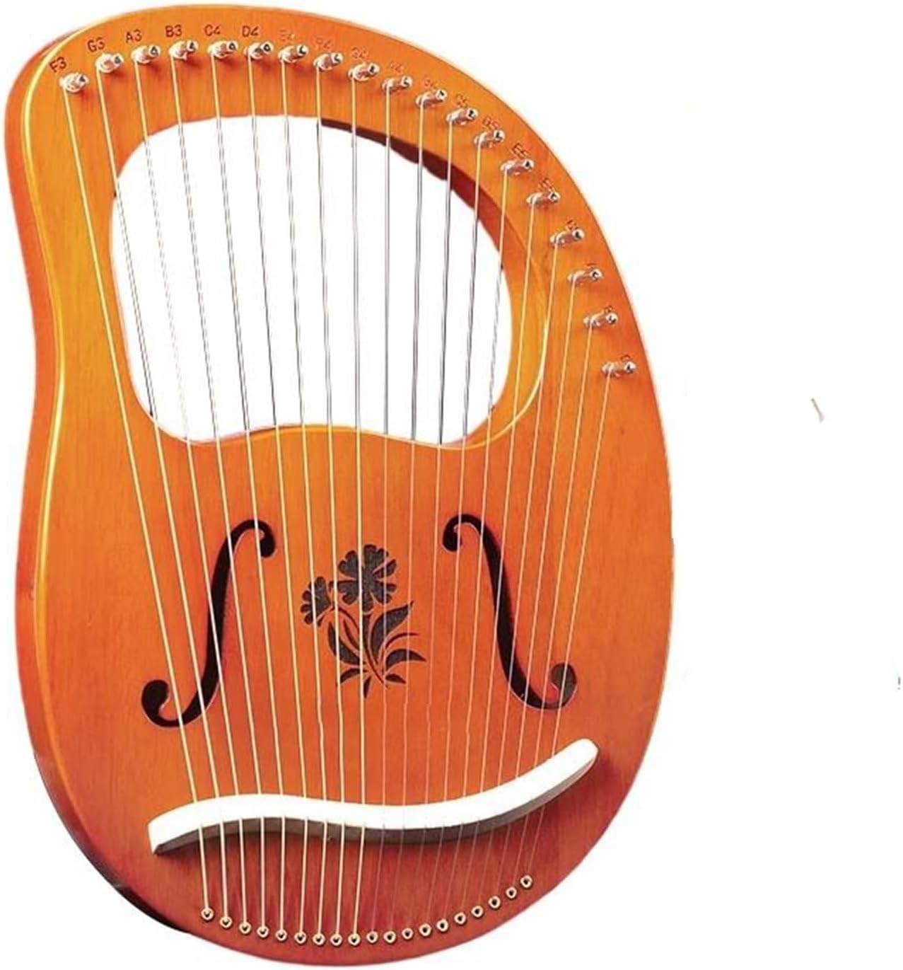 Lyre Harp Set Wooden Mahogany 19 Strings Harp Musical Instrument For Classical Music Lovers Beginner Easy To Learn(Begonia flower A)