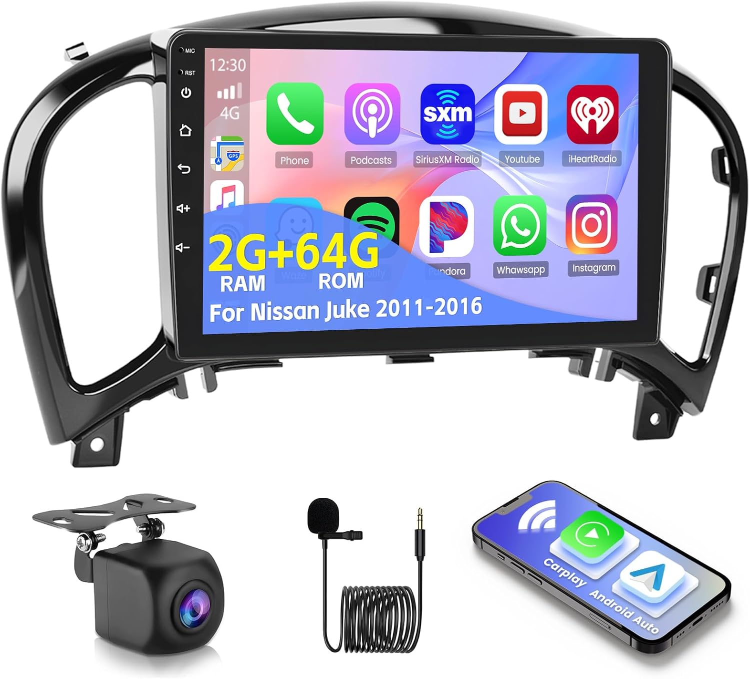 [DSP & EQ] 2+64G Android 15 Radio for Nissan Juke 2011-2016, 9 Inch Touch Screen for Juke Car Stereo with Wireless Carplay/Android Auto, Bluetooth, GPS Navi, WiFi, SWC, 28UI + Backup Camera