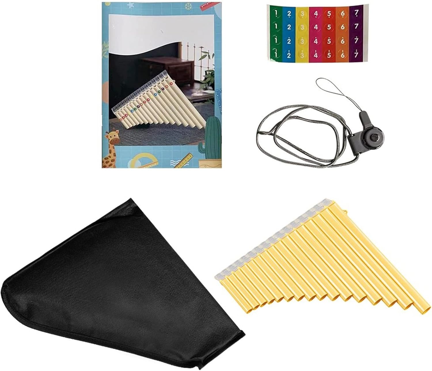 16-Pipe Pan Flute G-A2 Key Panpipes ABS Panpipes Chinese Traditional Woodwind Instrument (Color : 3)