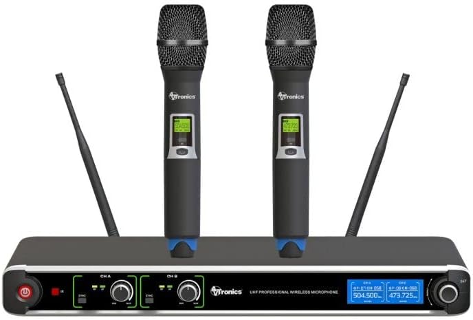 Professional Wireless Microphone System, 200 Channel 2 Handheld Mic System, Mic System for Speech, Singing, Events, Church, Karaoke, DJ, Party, and classrooms