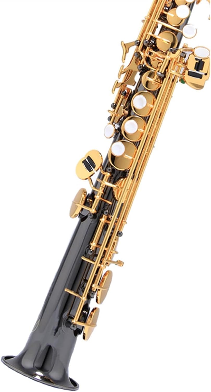 B-Flat Integrated Straight Saxophone Wind Instrument Black Nickel Gold Keys Beginner Saxophone