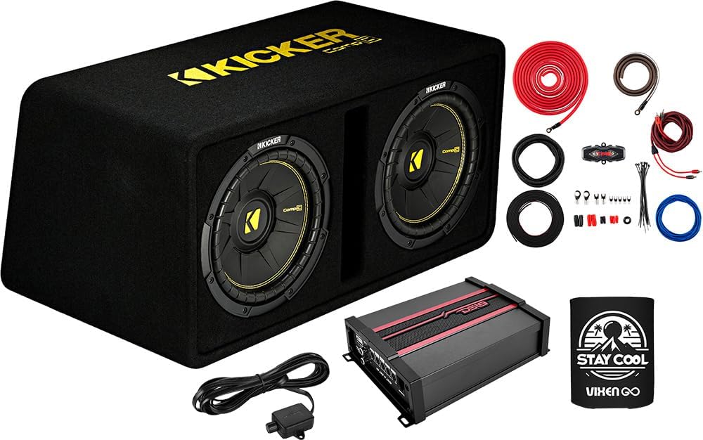 KICKER Subwoofer and Amp Package of 3 Items - 10