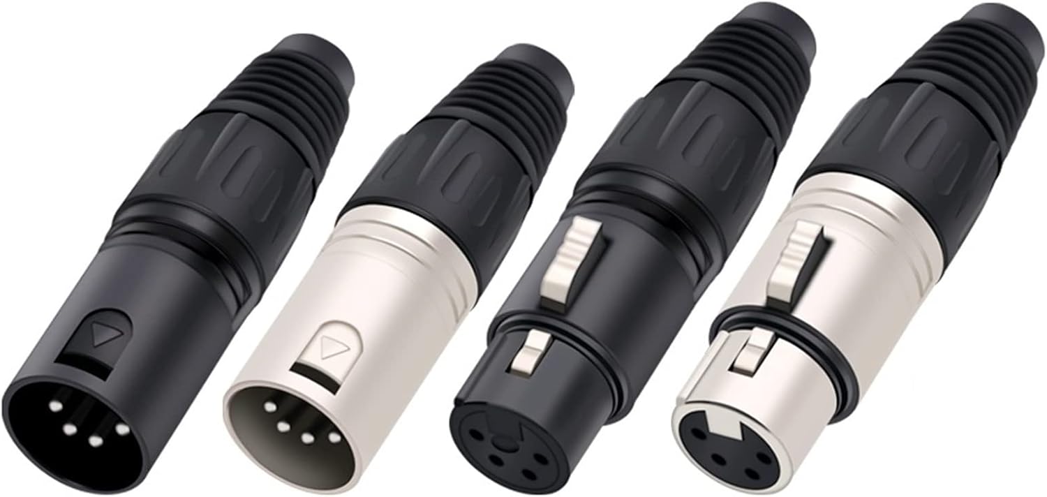 Male/Female 4Pin X L R Microphone Audio Cable Plug Connectors Cable Terminals Black Silver 10Pcs (Color : 10xF-Silver)