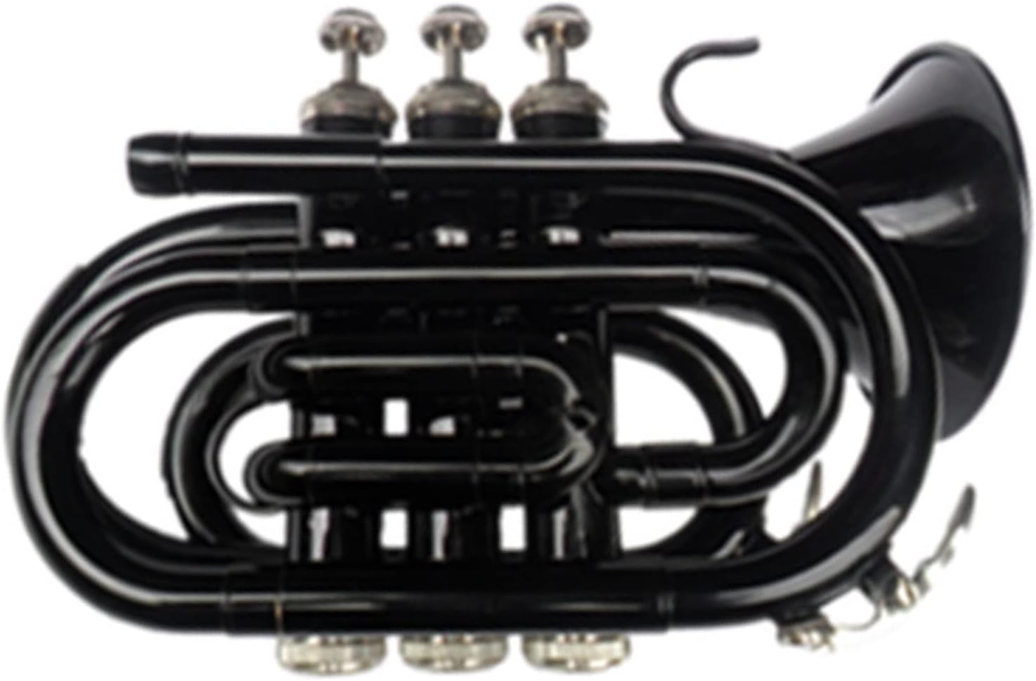 TSTS Western Brass Wind Instrument Children's Black/Blue Pocket Trumpet Adult Color Palm Horn B-Flat Pocket Trumpet Beginners (Color : 01)