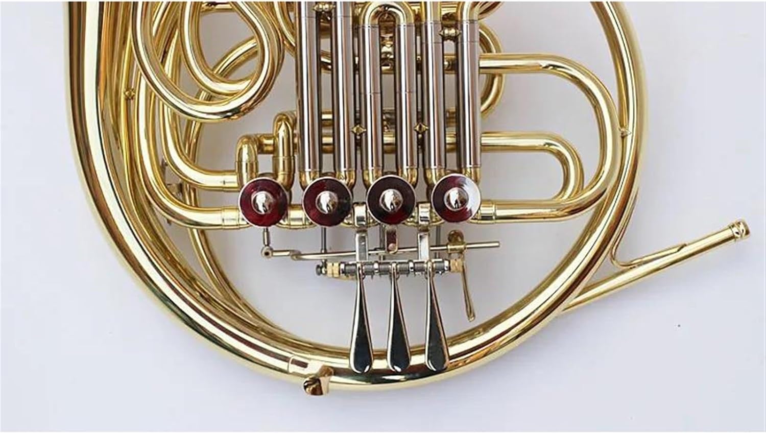 Brass French Horn French Horn B/f 4 Key Gold Double Row Brass Body Musical Instrument With Mouthpiece Brass Material