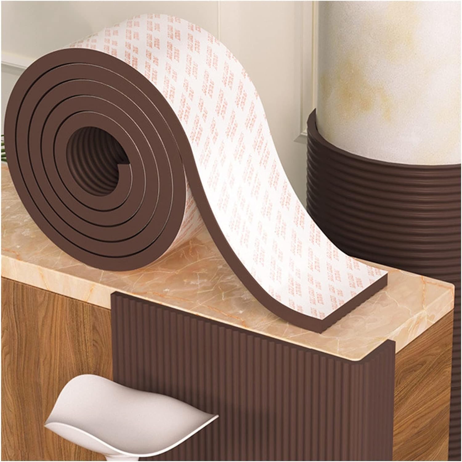 TIST Car Park Corner Protectors, Sponge Edge Warehouse Corner Protectors, Furniture Windowsill Bumper Corner Protectors(Brown,2m-7pcs)