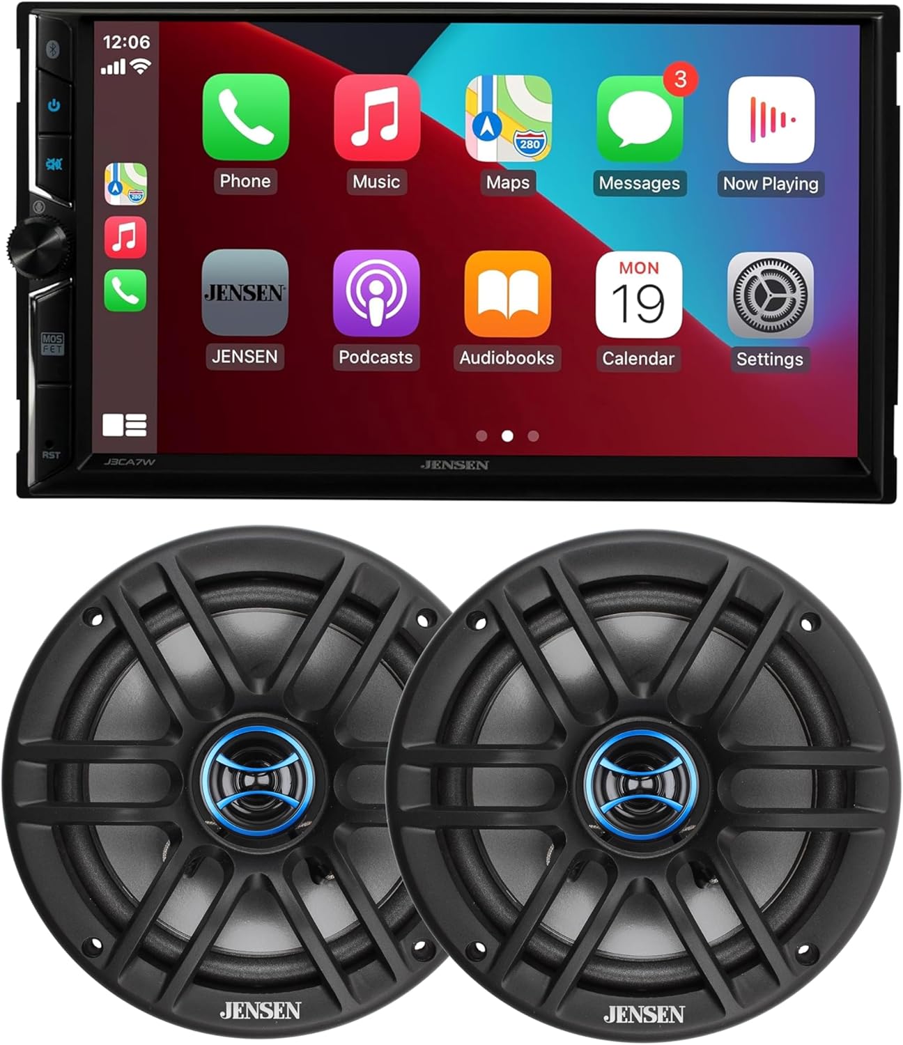JENSEN J3CA7W 7-inch Car Stereo & JS62 2-Way 6.5 inch Car Speakers