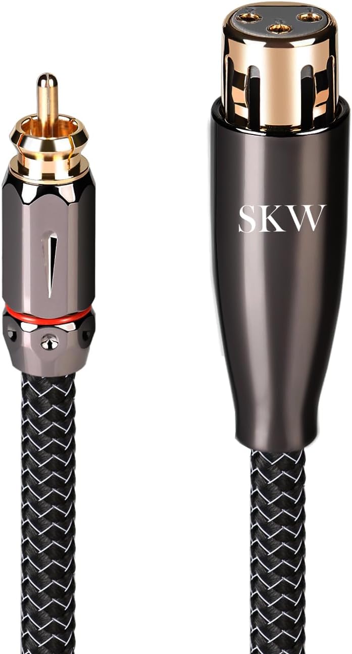 SKW Single XLR Female to RCA Male Cable, WG Series Copper and Silver Stranded Wire for Pristine Signal Transmission, Suitable for CD Players, Amplifier & Hi-Fi Systems 6.5ft/2M (1 Cable)