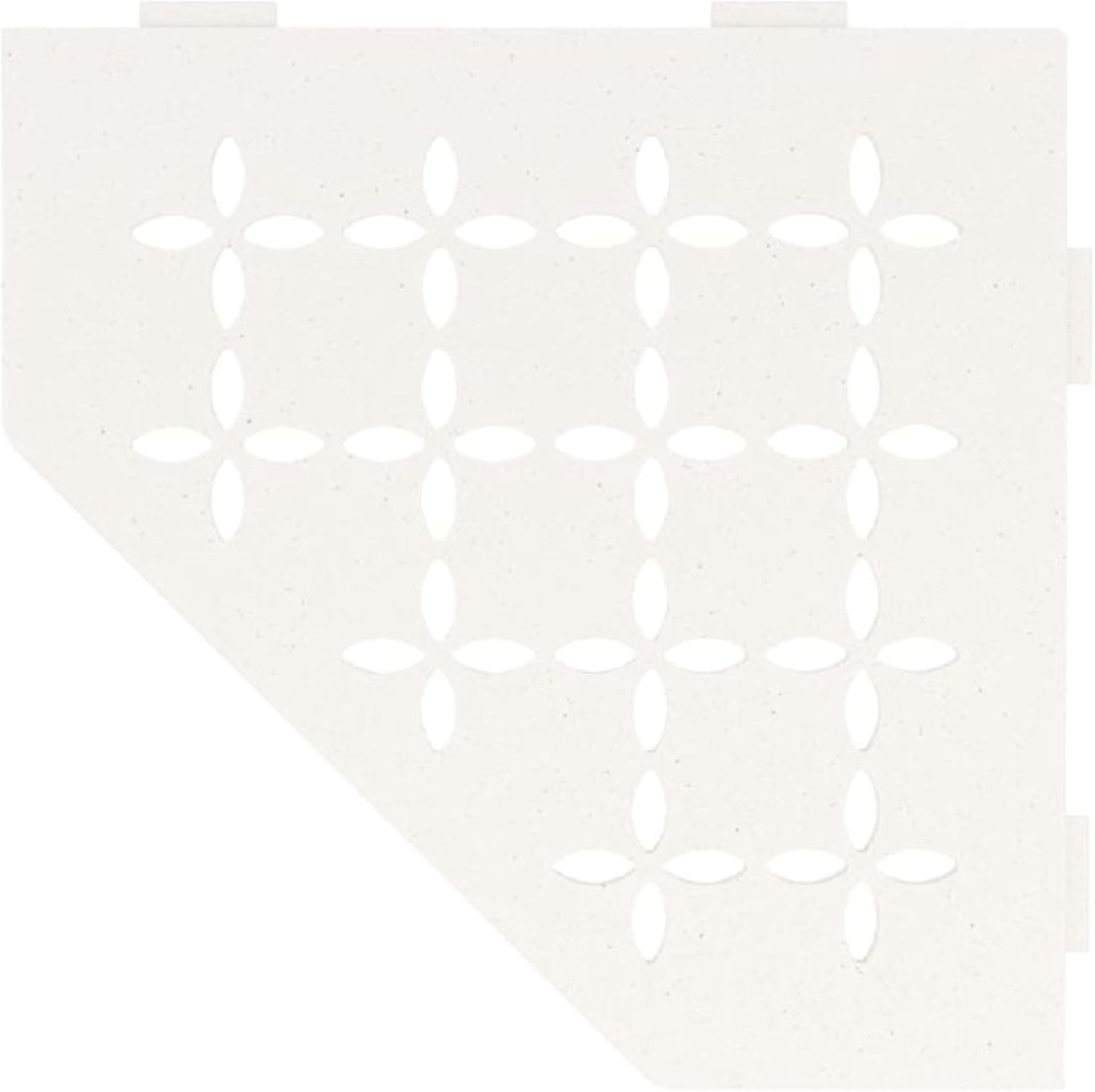 Schluter Pentagonal Corner Shelf for Tiled Walls - Floral Design, Aluminum Material, Matte White Finish, 3/32
